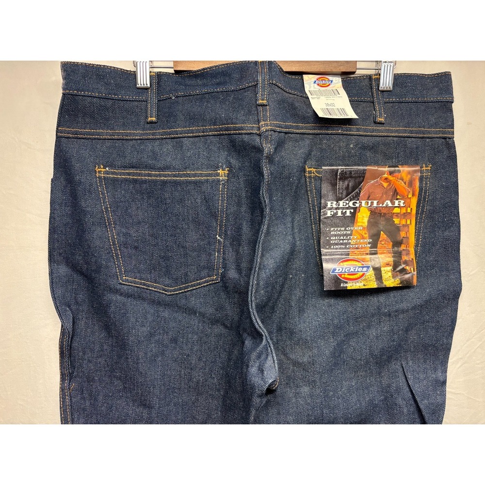 Dickies Straight Leg Jeans Mens Blue Denim Regular Fit Fits Over Boots 38x32 NWT